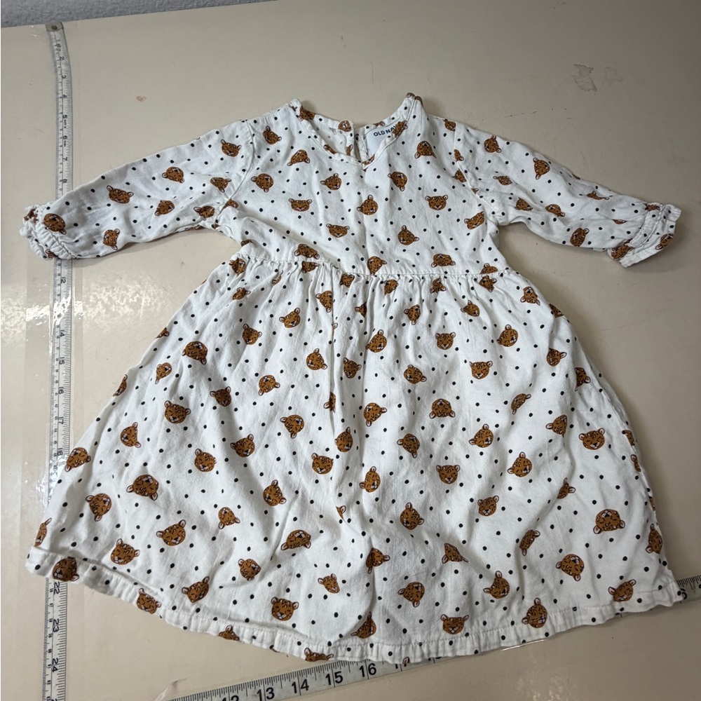 Old Navy Kids White Dress with  tiger heads